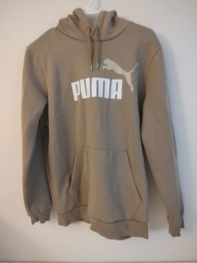 Puma Men's Taupe Pull-Over Hoodie with White Logo